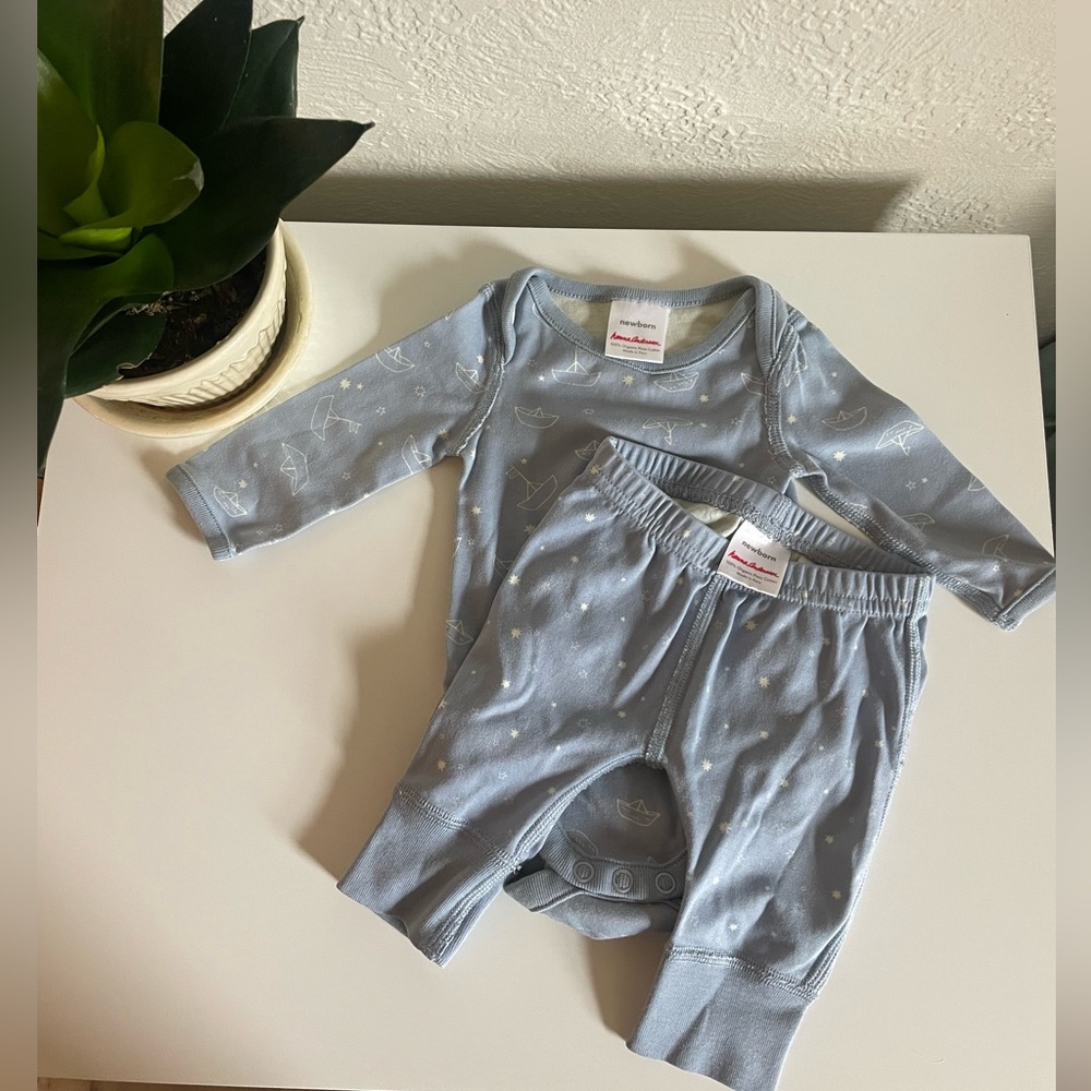 Hanna Andersson Baby Boy Outfit ~Sailboats